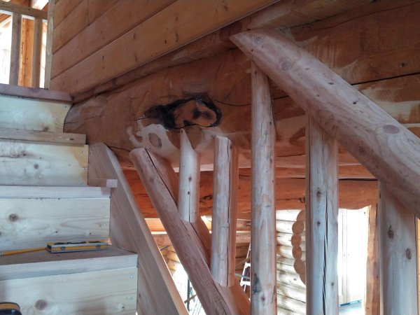 Full-Height Log Staircase - Image 3 by Cabe Construction, LLC