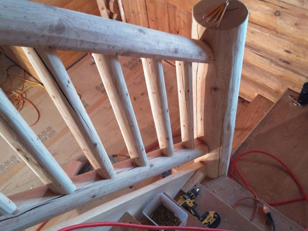 Full-Height Log Staircase - Image 4 by Cabe Construction, LLC