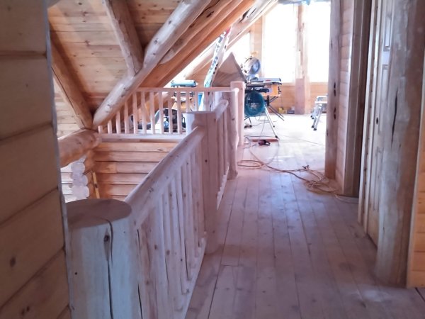Log Stairs & Railing - Image 4 by Cabe Construction, LLC