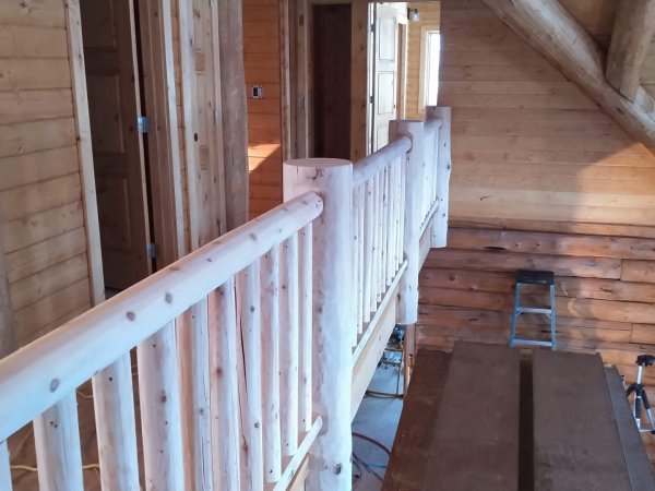 Log Stairs & Railing - Image 5 by Cabe Construction, LLC