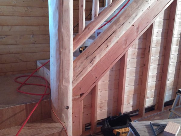 Log Stairs & Railing - Image 7 by Cabe Construction, LLC