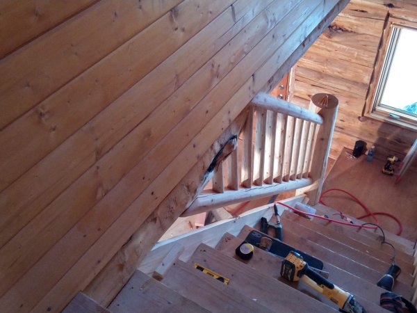 Log Stairs & Railing - Image 9 by Cabe Construction, LLC
