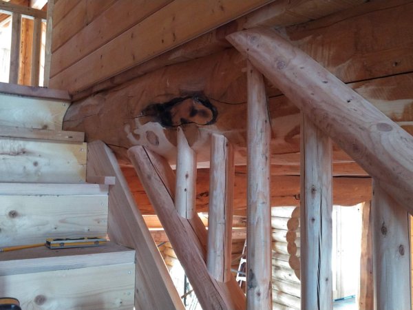 Log Stairs & Railing - Image 11 by Cabe Construction, LLC